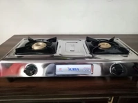 SuryaKraft SKDBMNCI Stainless Steel Manual Gas Stove (2 Burners) - 2 Burners, Silver, NA